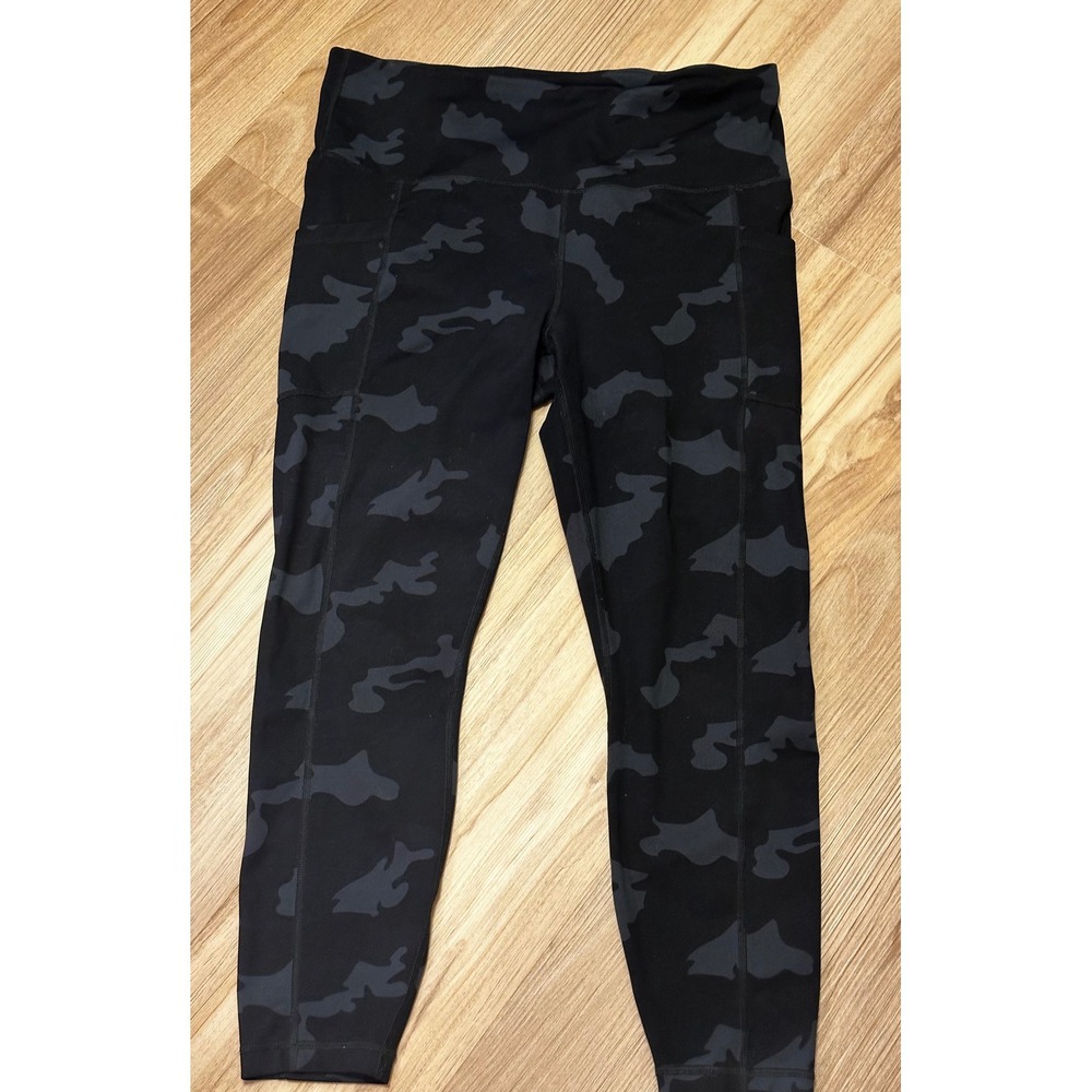 90 Degree by Reflex Womens XL Camo High Waist Side Pocket Leggings Black Gray - Picture 2 of 6